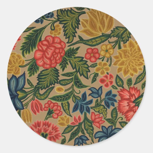 Vintager Blumendesigner Runder Aufkleber (Vorderseite)