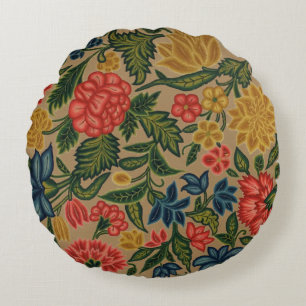 Vintager Blumendesigner Rundes Kissen