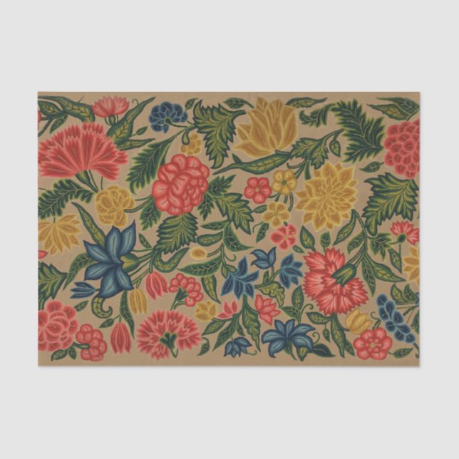 Vintager Blumendesigner Seidenpapier (Vorderseite)