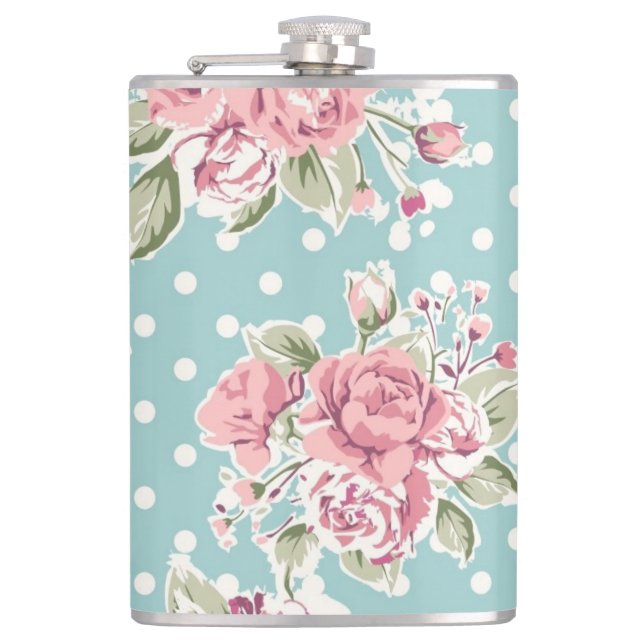 Vintager Blumenentwurf Flachmann (Vorderseite)