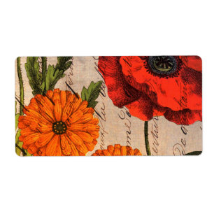 Vintager Blumenentwurf mit roter Mohnblume