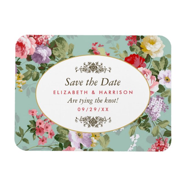 Vintager Blumengarten Botanisches Save the Date Magnet (Horizontal)