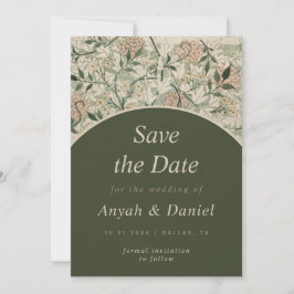 Vintager Blumengarten Creme Moss Grüne Landschaft Save The Date