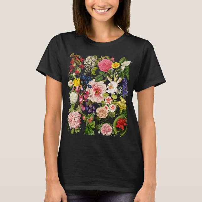 Vintager Blumengarten Elegantes Botanisches Museum T-Shirt (Vorderseite)