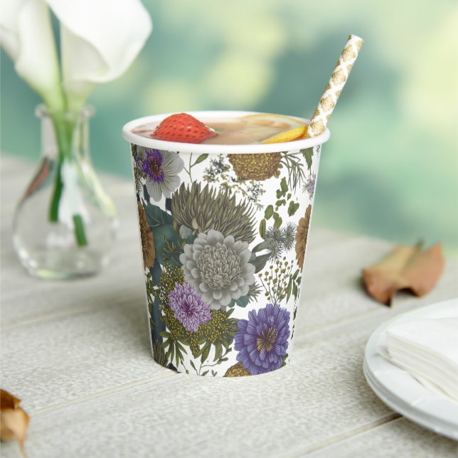 Vintager Blumengarten Papier-Cup Pappbecher (In Situ)