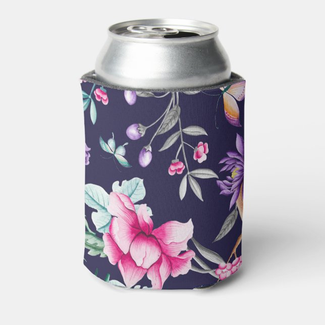 Vintager Blumengarten Regenbogen Butterfly Blau Dosenkühler (Kanne Rückseite)