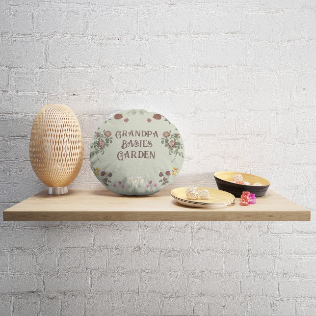 Vintager Blumengarten Rundes Kissen (Von Creator hochgeladen)