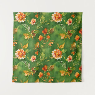 Vintager Blumengarten Wasserfarbe Nahtloses Muster Wandteppich