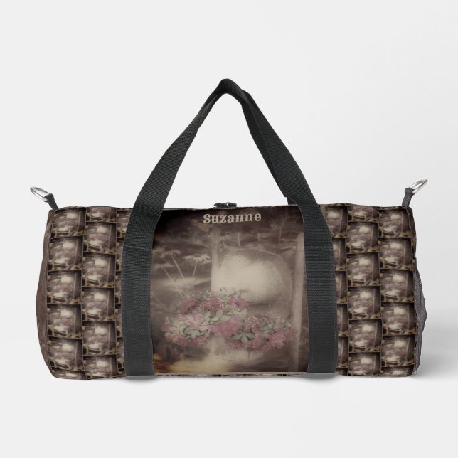 Vintager Blumengartenstuhl Personalisiert Duffle Bag (Vorderseite)