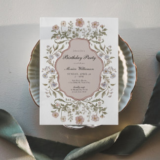 Vintager Blumengeburt Einladung