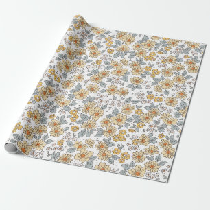 Vintager blumengeschmückter Hintergrund. Blumenmus Geschenkpapier