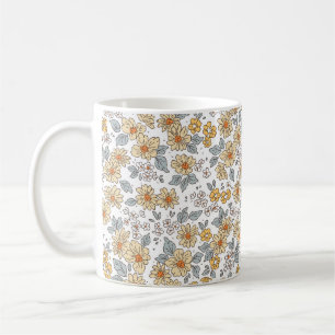 Vintager blumengeschmückter Hintergrund. Blumenmus Kaffeetasse