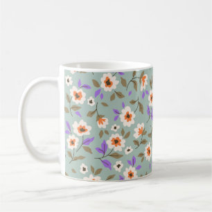 Vintager blumengeschmückter Hintergrund. Blumenmus Kaffeetasse