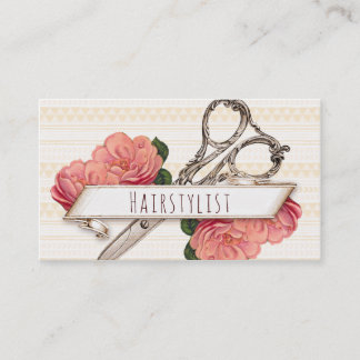 Vintager Blumenhairstylisthaar-Stylist-Rosa Chic Visitenkarte