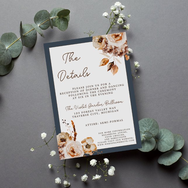 Vintager Blumenherbst getrocknete Blume Blaue Hoch Begleitkarte (Von Creator hochgeladen)