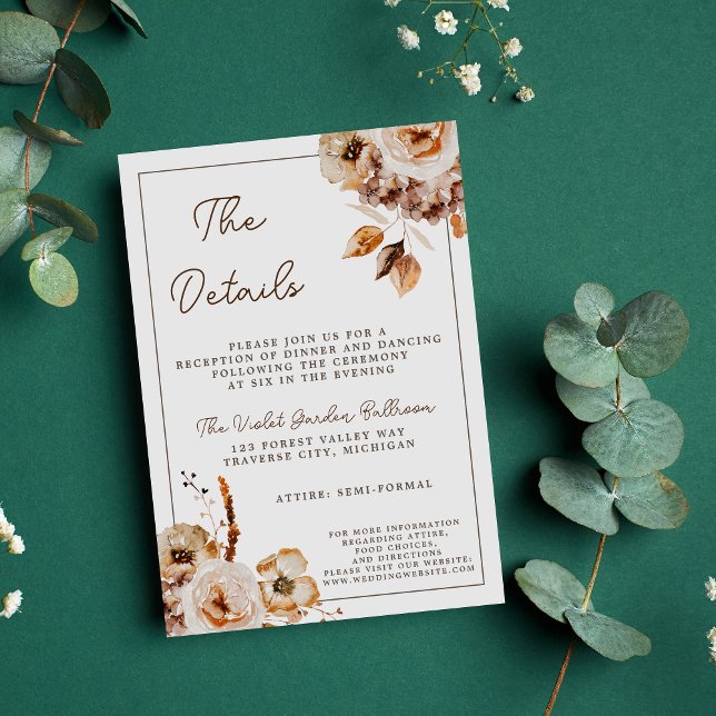 Vintager Blumenherbst Trockeneier-Blume Hochzeit Begleitkarte (Von Creator hochgeladen)