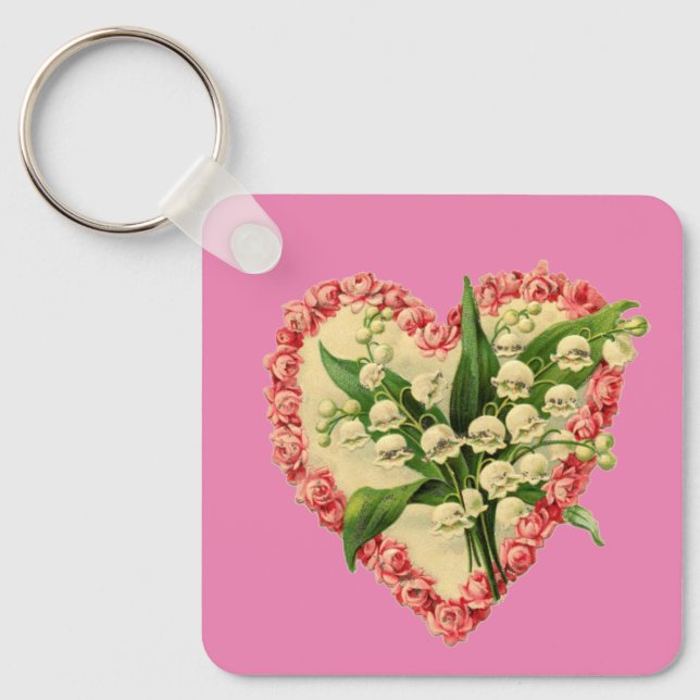 Vintager Blumenherz-Keychain Schlüsselanhänger (Vorderseite)