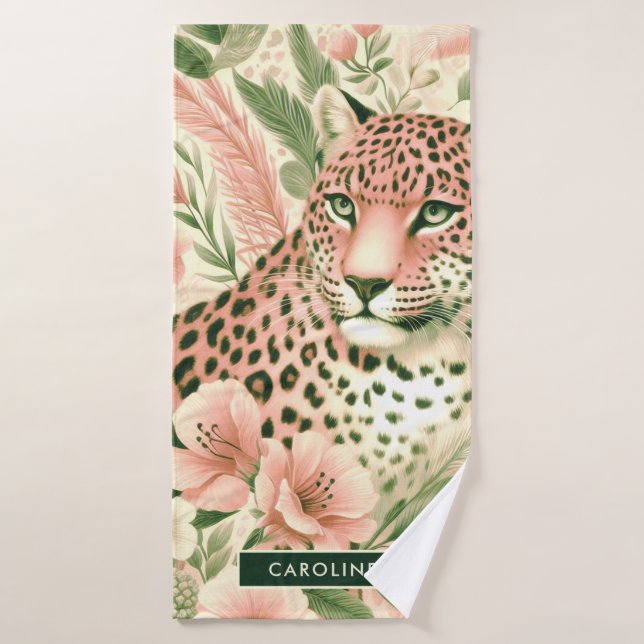 Vintager BlumenJungle Leopard Badehandtuch (Badehandtuch)