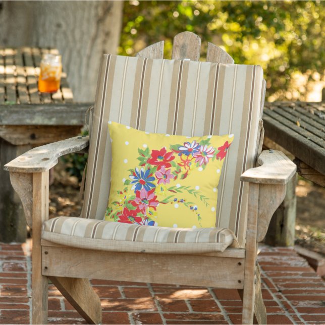 Vintager Blumenkissen im Freien Kissen Für Draußen (Stuhl)