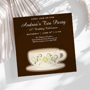 Vintager Blumenkohl Brown Birthday Tea Party Einladung