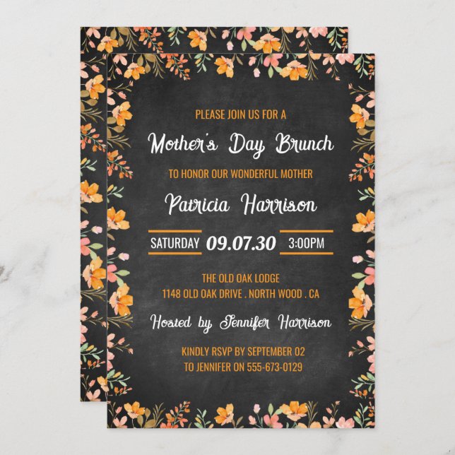 Vintager Blumenkohl-Brunch Muttertag Einladung (Vorne/Hinten)