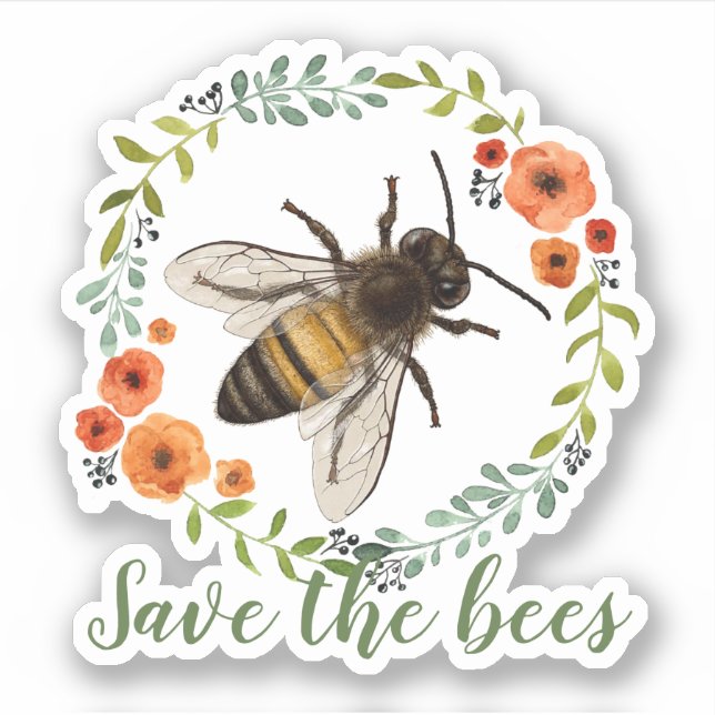 Vintager Blumenkranz Rettete die Bienen Aufkleber (Vorderseite)