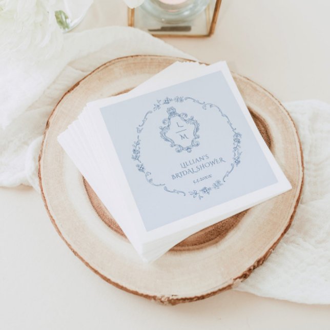 Vintager Blumenkranz Toile Etwas Blaues Wappen Serviette (Von Creator hochgeladen)