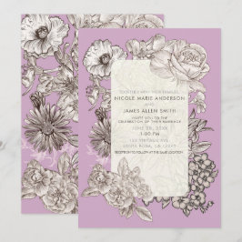 Vintager Blumenlavender Lila Moderne Hochzeit Einladung