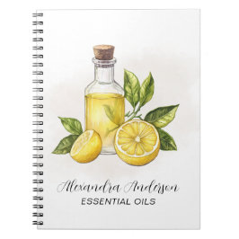 Vintager Blumenlemon Essenzielle Öle Wasserfarbe Notizblock