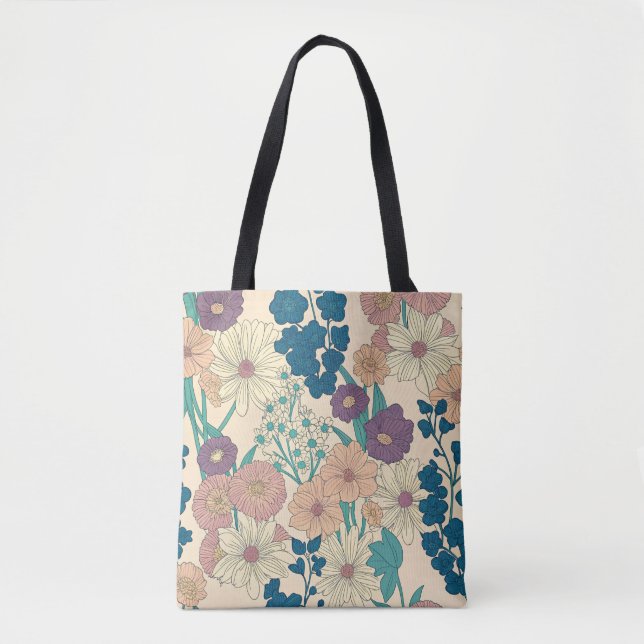 "Vintager Blumenmuster-Totbeutel" Tasche (Vorderseite)