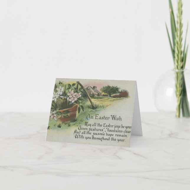 Vintager Blumenoster Feiertagskarte (Vorderseite)