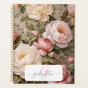 Vintager Blumenplaner mit Name und Monogramm Planer