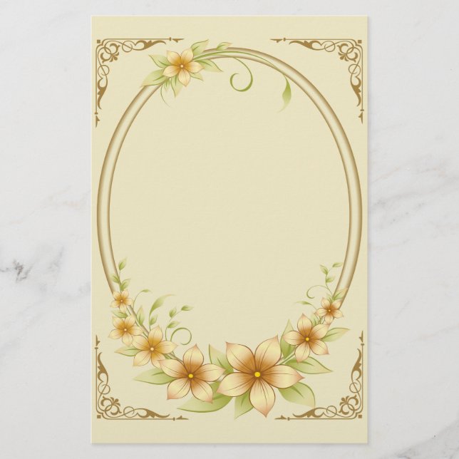 Vintager Blumenrahmen Briefpapier (Vorderseite)