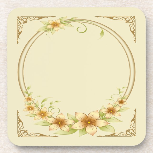 Vintager Blumenrahmen Getränkeuntersetzer (Vorderseite)