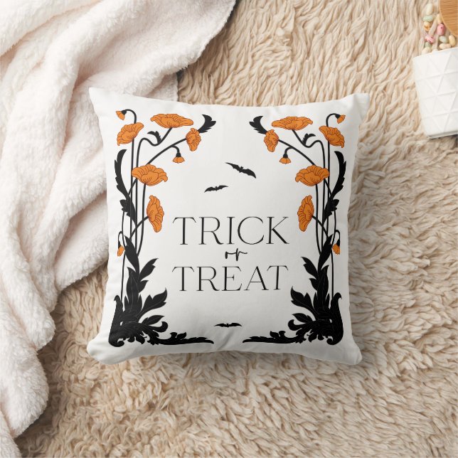Vintager Blumenrahmen Halloween Kissen (Decke)