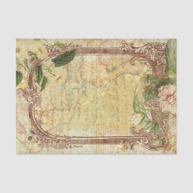 Vintager Blumenrahmen Seidenpapier (Vorderseite)