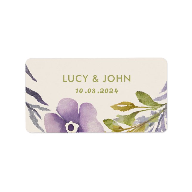 Vintager Blumenreath Wedding Lavender Lilac Adressaufkleber (Vorne)