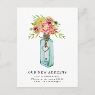 Vintager Blumenschlüssel Ankündigung Postkarte