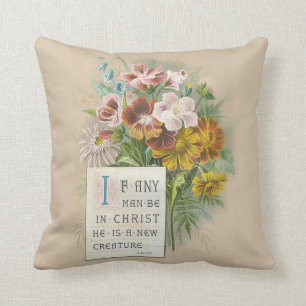 Vintager Blumenscripture-Vers Kissen