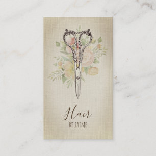 Vintager Blumenskript Hairstylist-Haar-Stylist Visitenkarte