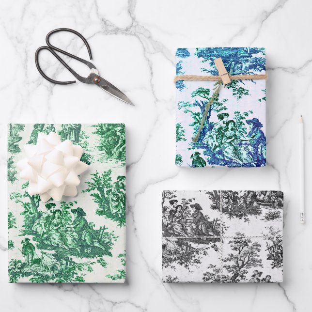 Vintager Blumenstrauß Geschenkpapier Set (Vorderseite)