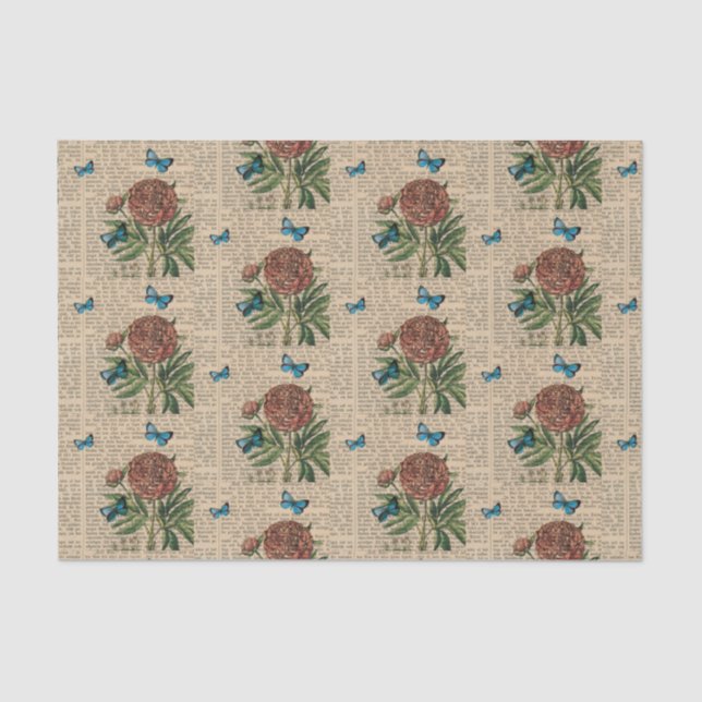 Vintager Blumenstrauß Seidenpapier (Vorderseite)