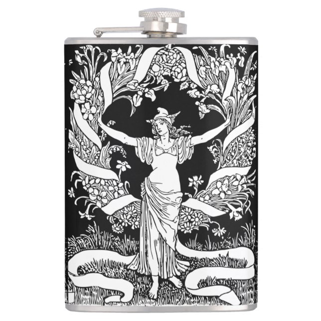 Vintager Blumenstrauß Vinyl Wrapped Flask Flachmann (Vorderseite)