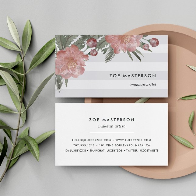 Vintager Blumenstreifen Visitenkarte (Von Creator hochgeladen)