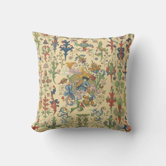 Vintager Blumentapisserie-Entwurf Kissen (Vorderseite)