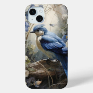 Vintager Blumenvogel in Blues und Rahm Case-Mate iPhone Hülle