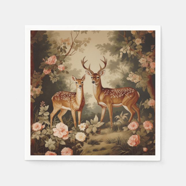 Vintager Blumenwald Serviette (Vorderseite)