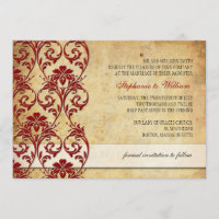 Vintager Blumenwirl Burgund Einladung zur Hochzeit