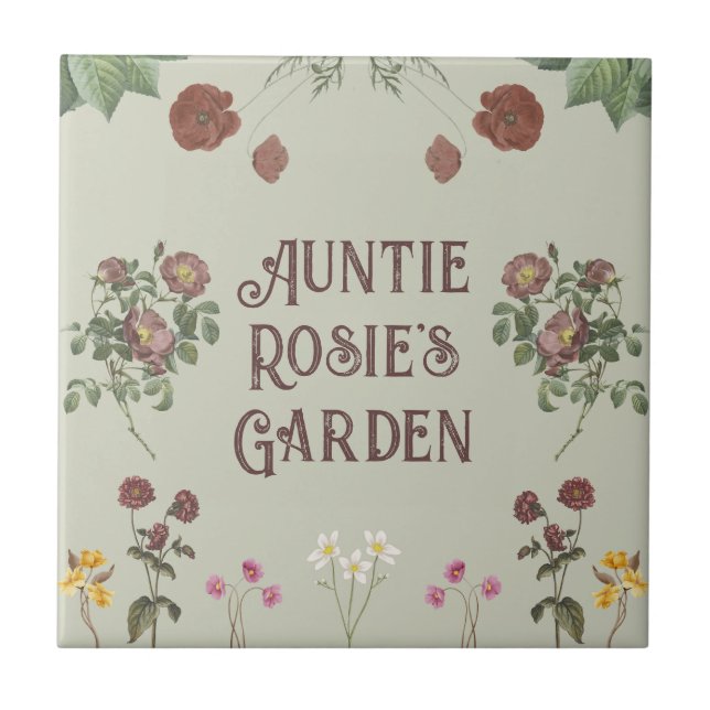 Vintager Blütengarten Fliese (Vorderseite)