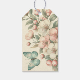 Vintager Blütenschmetterling Geschenkanhänger